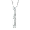 0.45 CT. T.W. Diamond Vertical Three Stone Pendant in 10K White Gold