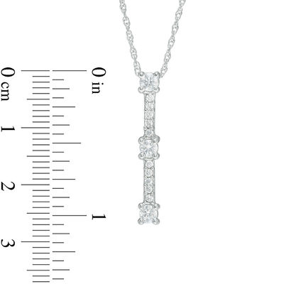 0.45 CT. T.W. Diamond Vertical Three Stone Pendant in 10K White Gold