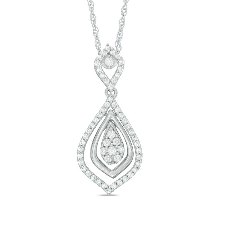 0.45 CT. T.W. Diamond Triple Teardrop Pendant in 10K White Gold|Peoples Jewellers
