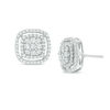 Thumbnail Image 0 of 0.70 CT. T.W. Diamond Double Cushion Frame Stud Earrings in 10K White Gold