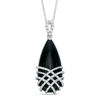 Pear-Shaped Onyx and Lab-Created White Sapphire Lattice Overlay Pendant in Sterling Silver