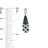 Thumbnail Image 1 of Pear-Shaped Onyx and Lab-Created White Sapphire Lattice Overlay Drop Earrings in Sterling Silver