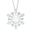 Thumbnail Image 0 of 8.0mm Baroque Freshwater Cultured Pearl and London Blue Topaz Snowflake Pendant in Sterling Silver