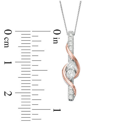 Ever Us™ 0.25 CT. T.W. Two-Stone Diamond Linear Swirl Pendant in 14K Two-Tone Gold - 19"