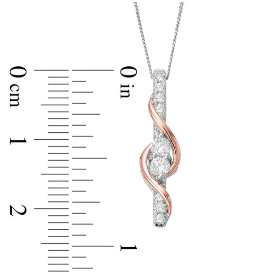 Ever Us™ 0.25 CT. T.W. Two-Stone Diamond Linear Swirl Pendant in 14K Two-Tone Gold - 19"