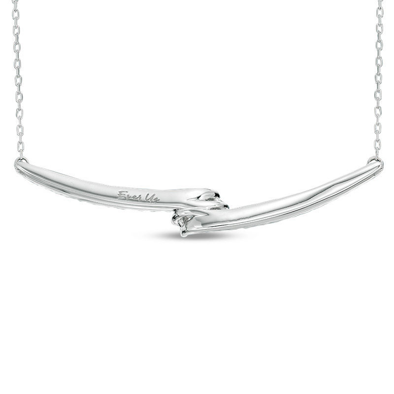 Main Image 2 of Ever Us™ 0.50 CT. T.W. Two-Stone Diamond Bypass Necklace in 14K White Gold - 17&quot;