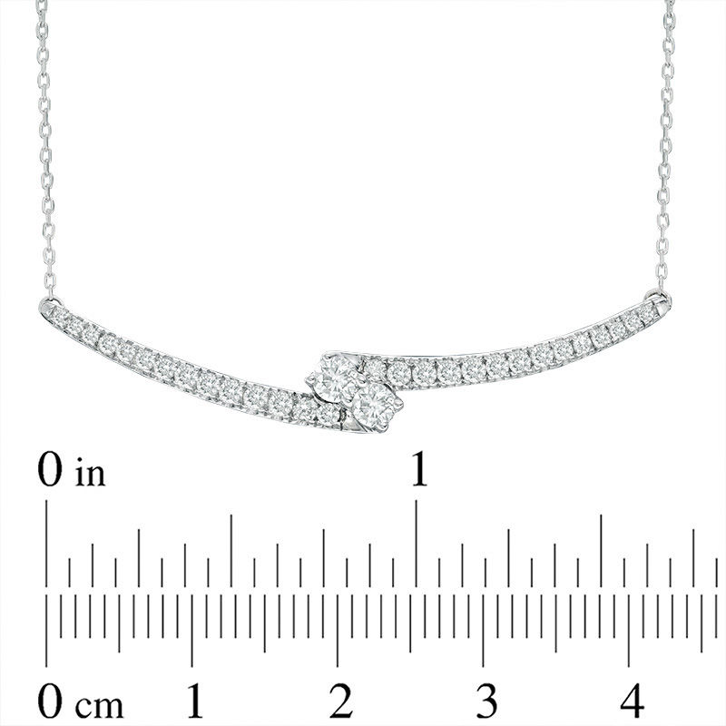 Main Image 4 of Ever Us™ 1.00 CT. T.W. Two-Stone Diamond Bypass Necklace in 14K White Gold - 17&quot;