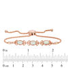 Lab-Created Opal and White Sapphire Bow Bolo Bracelet in Sterling Silver with 18K Rose Gold Plate - 9.0"