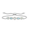 Thumbnail Image 0 of Lab-Created Opal, Swiss Blue Topaz and White Sapphire Geometric Bolo Bracelet in Sterling Silver - 9.0"
