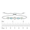 Thumbnail Image 1 of Lab-Created Opal, Swiss Blue Topaz and White Sapphire Geometric Bolo Bracelet in Sterling Silver - 9.0"