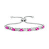 Oval Lab-Created Ruby and Diamond Accent "XO" Bolo Bracelet in Sterling Silver - 9.5"