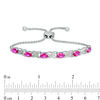 Oval Lab-Created Ruby and Diamond Accent "XO" Bolo Bracelet in Sterling Silver - 9.5"