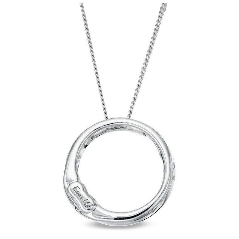 Ever Us™ CT. T.W. Two-Stone Diamond Open Circle Pendant in 14K White Gold