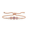 Thumbnail Image 0 of Rose de France and Lab-Created White Sapphire Frame Bolo Bracelet in Sterling Silver with 18K Rose Gold Plate - 9.0"