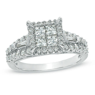 1.25 CT. T.W. Quad Princess-Cut Diamond Frame Engagement Ring in 14K White Gold