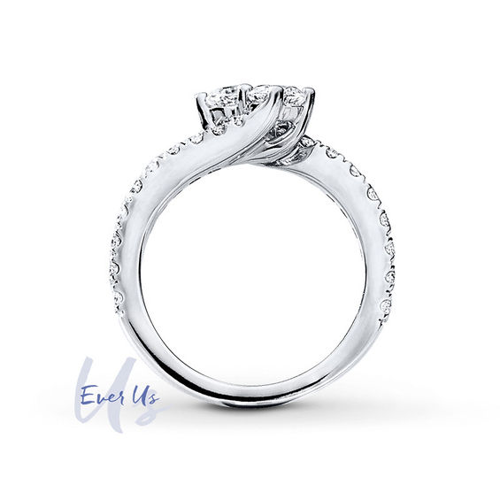 Ever US™ 2.00 CT. T.W. Certified Two-Stone Diamond Bypass Ring in 14K White Gold (I/SI2)