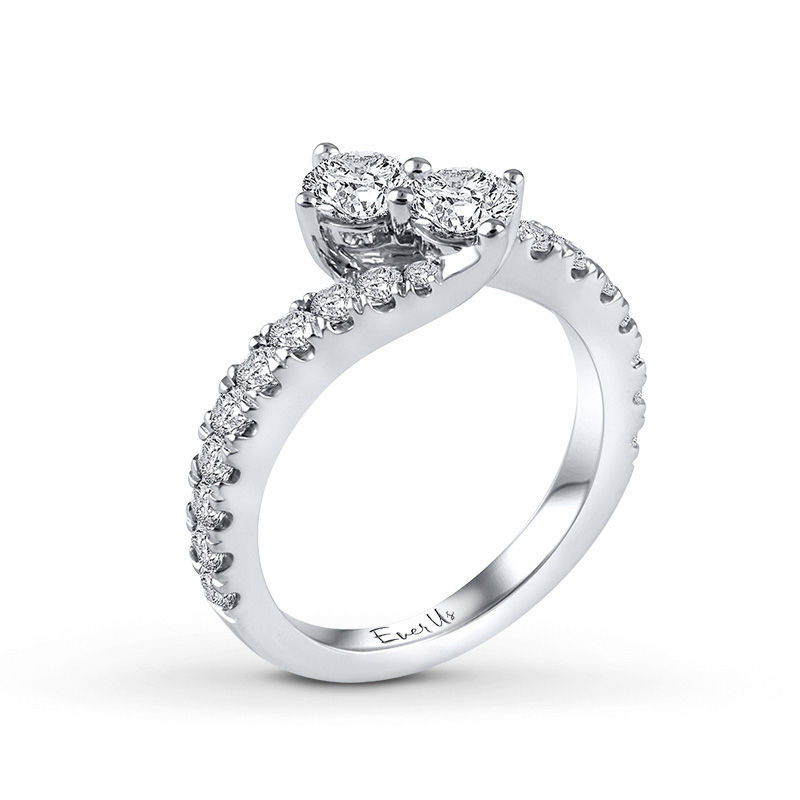 Ever US™ 2.00 CT. T.W. Certified Two-Stone Diamond Bypass Ring in 14K White Gold (I/SI2)