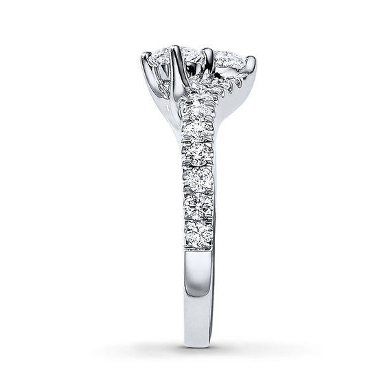 Ever US™ 2.00 CT. T.W. Certified Two-Stone Diamond Bypass Ring in 14K White Gold (I/SI2)