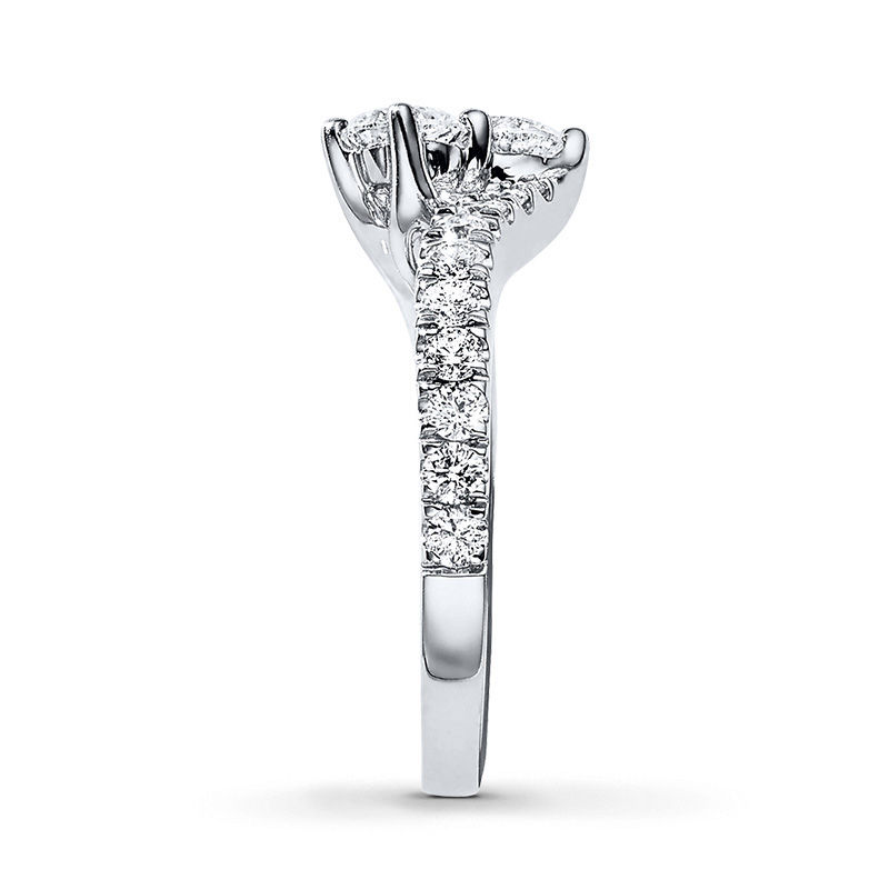 Ever US™ 2.00 CT. T.W. Certified Two-Stone Diamond Bypass Ring in 14K White Gold (I/SI2)