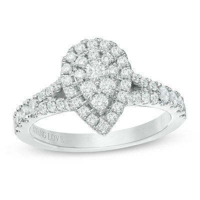 Vera Wang Love Collection 0.70 CT. T.W. Composite Diamond Pear-Shaped Frame Engagement Ring in 14K White Gold