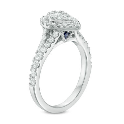 Vera Wang Love Collection 0.70 CT. T.W. Composite Diamond Pear-Shaped Frame Engagement Ring in 14K White Gold