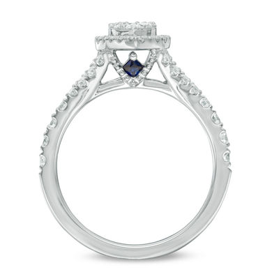 Vera Wang Love Collection 0.70 CT. T.W. Composite Diamond Pear-Shaped Frame Engagement Ring in 14K White Gold