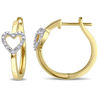 0.10 CT. T.W. Diamond Heart on Hoop Earrings in Sterling Silver with Yellow Rhodium