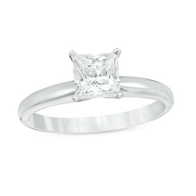 CT. Certified Princess-Cut Diamond Solitaire Engagement Ring in 14K White Gold (J/I3