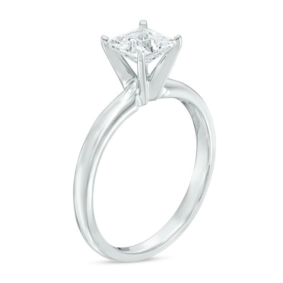 CT. Certified Princess-Cut Diamond Solitaire Engagement Ring in 14K White Gold (J/I3