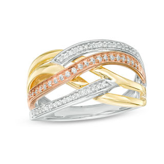 0.23 CT. T.W. Diamond Crossover Ring in Sterling Silver and 10K Two-Tone Gold