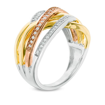 0.23 CT. T.W. Diamond Crossover Ring in Sterling Silver and 10K Two-Tone Gold