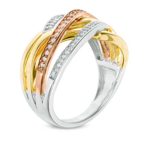 0.23 CT. T.W. Diamond Crossover Ring in Sterling Silver and 10K Two-Tone Gold