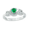 4.0mm Lab-Created Emerald and 0.09 CT. T.W. Diamond Infinity Wrapped Promise Ring in Sterling Silver