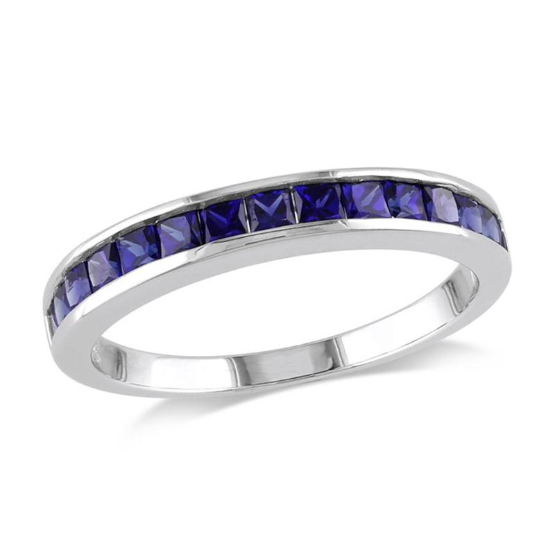Princess-Cut Lab-Created Blue Sapphire Band in Sterling Silver|Peoples Jewellers