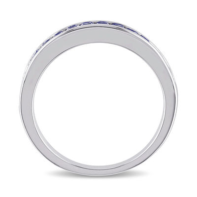 Princess-Cut Lab-Created Blue Sapphire Band in Sterling Silver