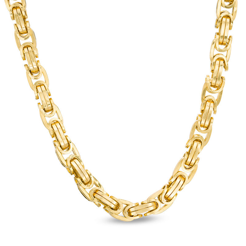 Men's 6.2mm Byzantine Chain Necklace in 10K Gold - 22"|Peoples Jewellers