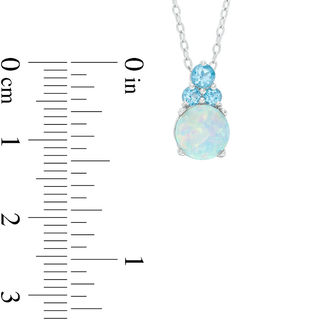 Lab-Created Opal and Swiss Blue Topaz Trio Pendant and Drop Earrings Set in Sterling Silver