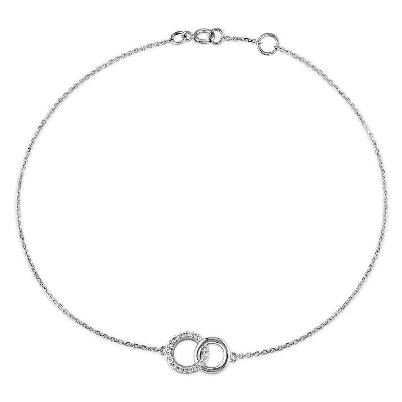 0.09 CT. T.W. Diamond Interlocking Circles Bracelet in 14K White Gold - 7.5"|Peoples Jewellers