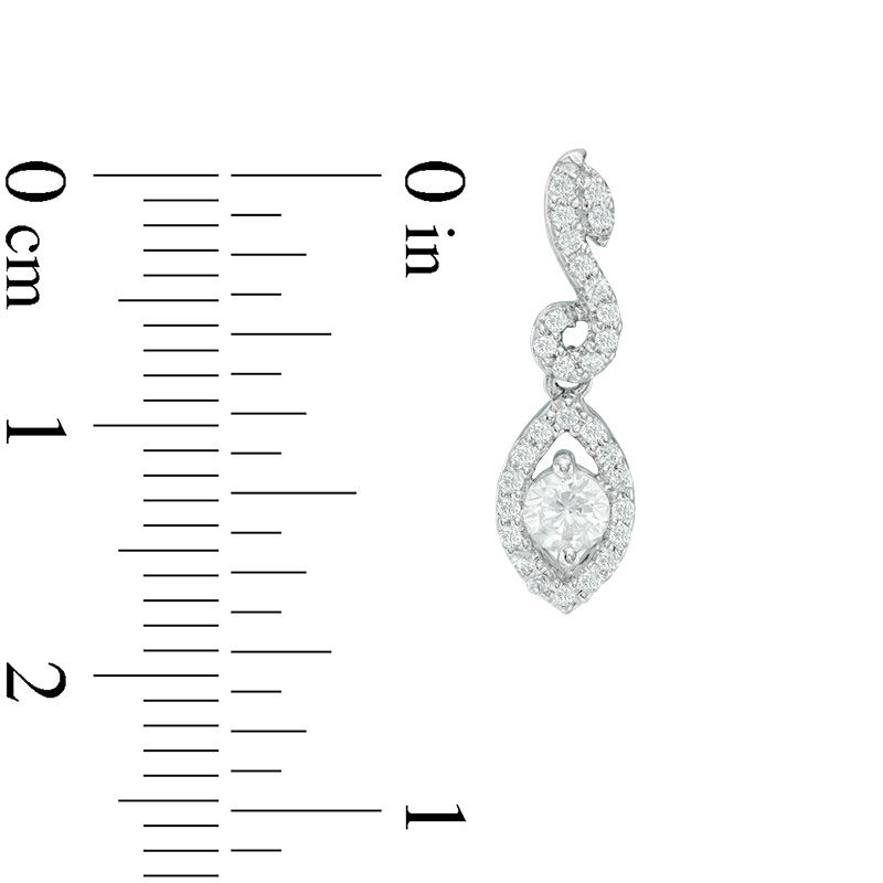 0.50 CT. T.W. Certified Canadian Diamond Marquise Swirl Drop Earrings in 14K White Gold (I/I2)