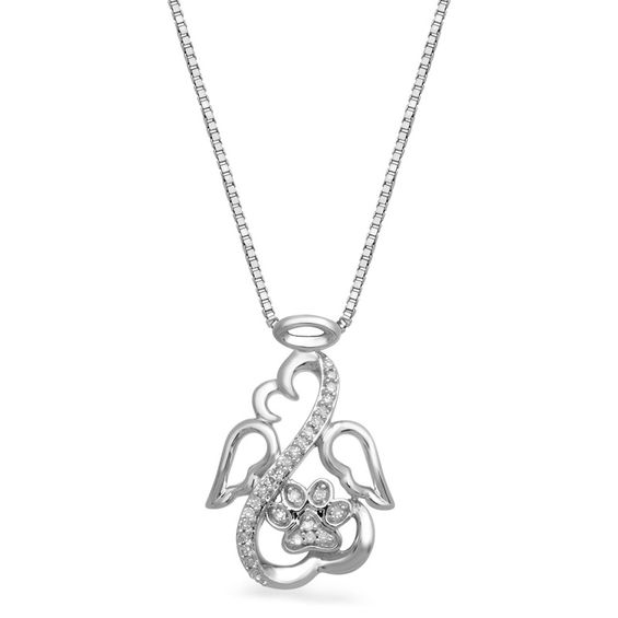 Open Hearts by Jane Seymour™ 0.07 CT. T.W. Diamond Angel Paw Pendant in Sterling Silver