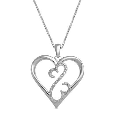 Open Hearts by Jane Seymour™ 0.04 CT. T.W. Diamond Heart Pendant in Sterling Silver