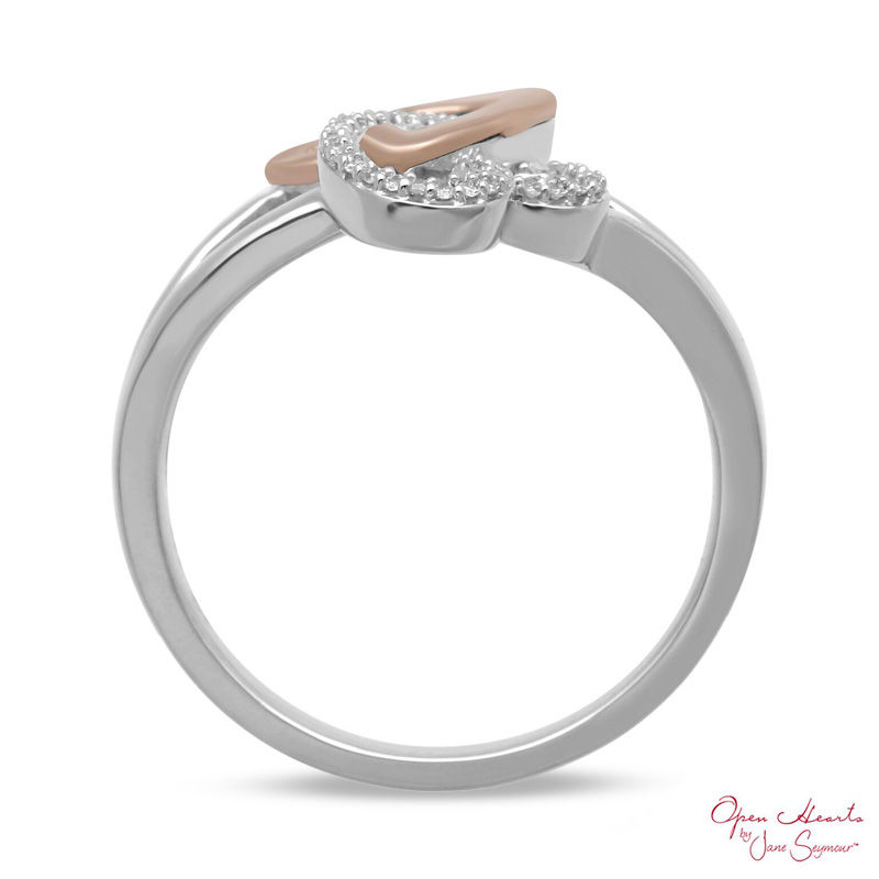 Open Hearts by Jane Seymour™ 0.04 CT. T.W. Diamond Half and Half Ring in Sterling Silver and 10K Rose Gold|Peoples Jewellers