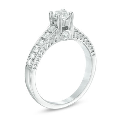 4.5mm Lab-Created White Sapphire Engagement Ring in 10K White Gold