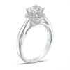 Thumbnail Image 1 of 6.0mm Lab-Created White Sapphire and 0.11 CT. T.W. Diamond Frame Engagement Ring in 10K White Gold