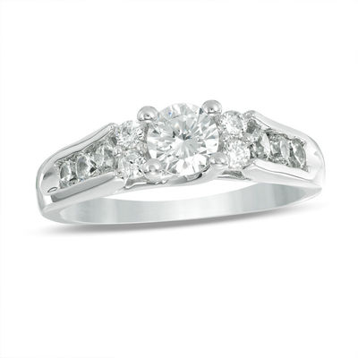 5.1mm Lab-Created White Sapphire Engagement Ring in Sterling Silver