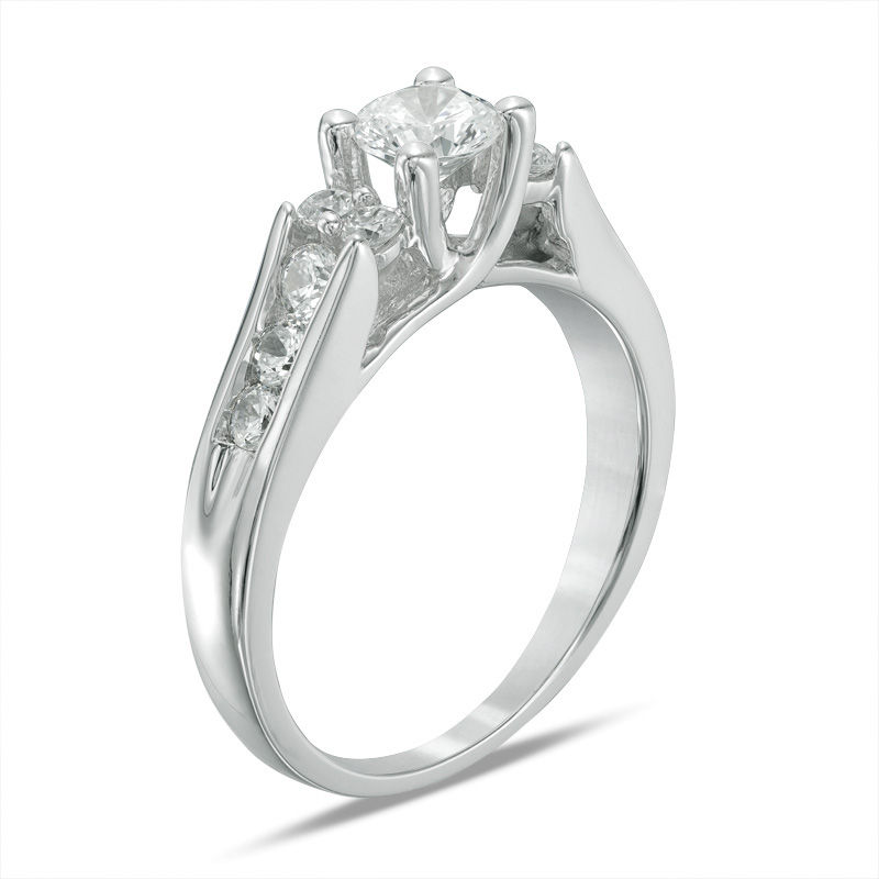 5.1mm Lab-Created White Sapphire Engagement Ring in Sterling Silver|Peoples Jewellers