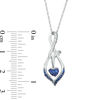 Lab-Created Blue and White Sapphire Heart Infinity Pendant in Sterling Silver