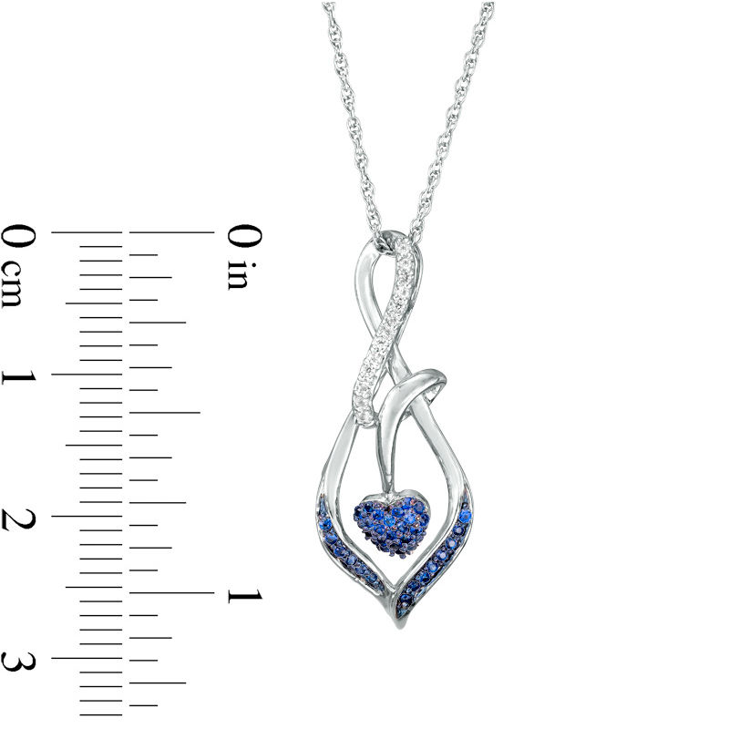 Lab-Created Blue and White Sapphire Heart Infinity Pendant in Sterling Silver|Peoples Jewellers