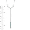 Aquamarine and 0.09 CT. T.W. Diamond Linear Bar "Y" Necklace in Sterling Silver - 21"