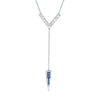 Lab-Created Blue and White Sapphire "Y" Necklace in Sterling Silver - 20.75"